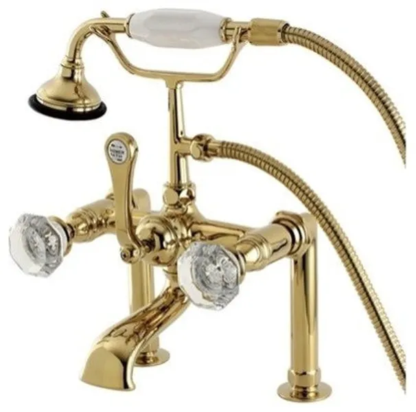 Aqua Vintage Deck Mount Clawfoot Tub Faucet, Polished Brass