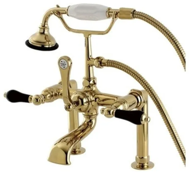 Aqua Vintage Deck Mount Clawfoot Tub Faucet, Polished Brass