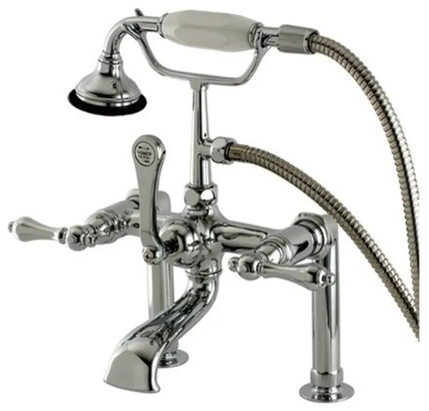 Aqua Vintage Deck Mount Clawfoot Tub Faucet, Polished Chrome
