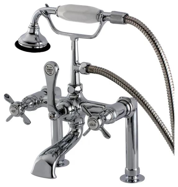Aqua Vintage Deck Mount Clawfoot Tub Faucet, Polished Chrome
