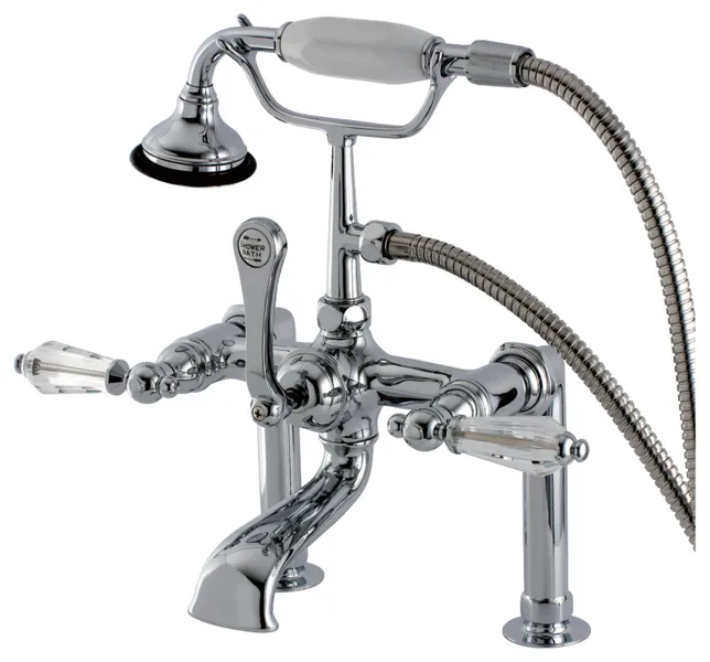 Aqua Vintage Deck Mount Clawfoot Tub Faucet, Polished Chrome