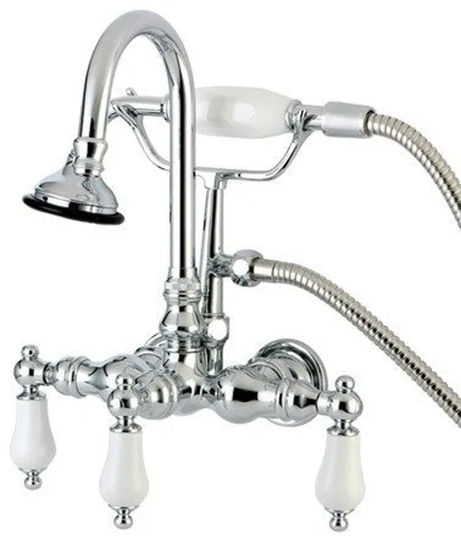 Aqua Vintage Wall Mount Clawfoot Tub Faucet, Polished Chrome