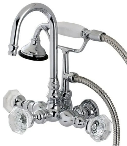 Aqua Vintage Wall Mount Clawfoot Tub Faucet, Polished Chrome