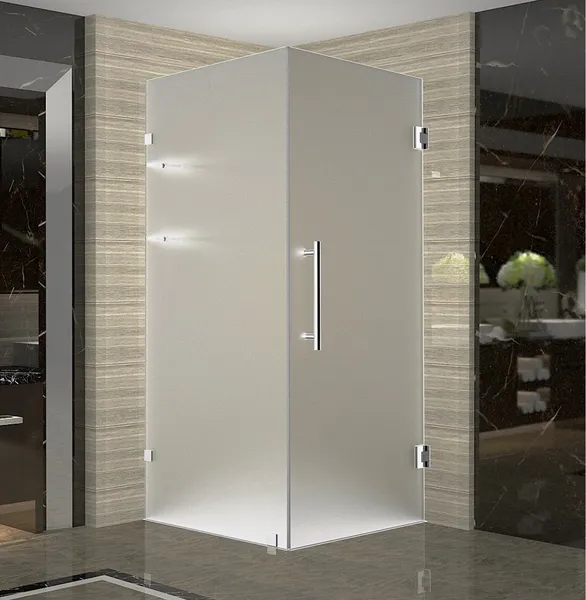 Aquadica GS 30"x30"x72" Frameless Square Shower Enclosure Frosted+Shelves Chrome