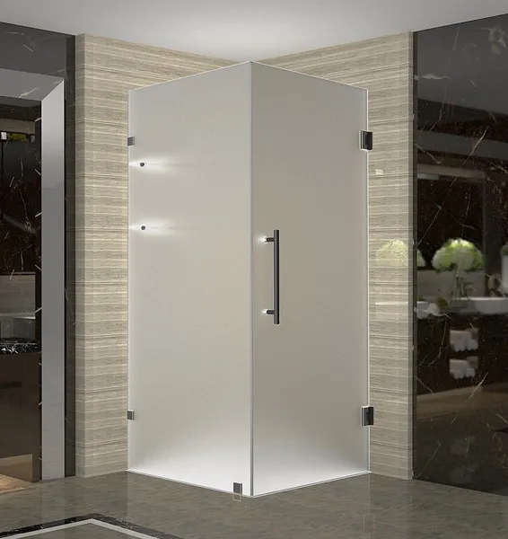 Aquadica GS 36"x36"x72" Frameless Square Frosted Shower Enclosure + Shelves, ORB
