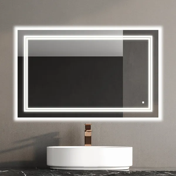 AQUADOM Soho LED Wall-Mount Mirror, Defogger, Backlit and Front-Lit 40"x30"x1"