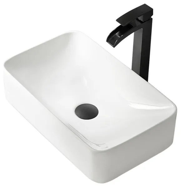 Aria Series 22 in. Ceramic Rectangular Vessel Bathroom Sink Basin in White