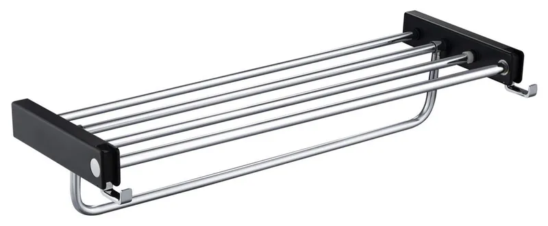 Artis Bathroom Hardware Accessory Towel Rack With Hook, Chrome Black