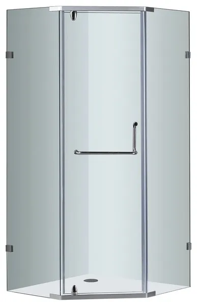 Aston 36"x36"x75" Neo-Angle Semi-Frameless Shower Enclosure, Chrome