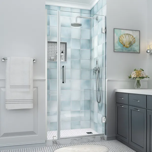Aston Belmore XL 30.25 31.25"W x 80"H Frameless Shower Door, Polished Chrome