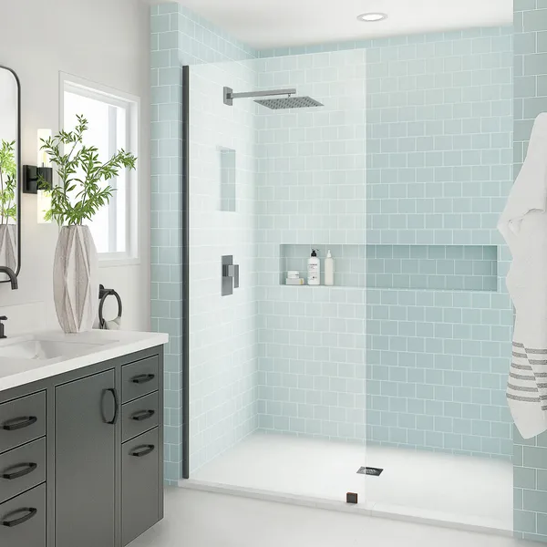 Aston Elyse XL 30" W x 80" H Fixed Frameless Shower Door, Oil Rubbed Bronze