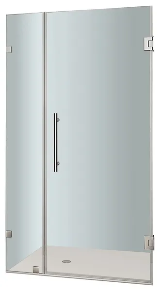 Aston Nautis 34"x72" Completely Frameless Hinged Shower Door, Stainless Steel