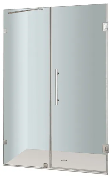 Aston Nautis 47"x72" Completely Frameless Hinged Shower Door, Stainless Steel