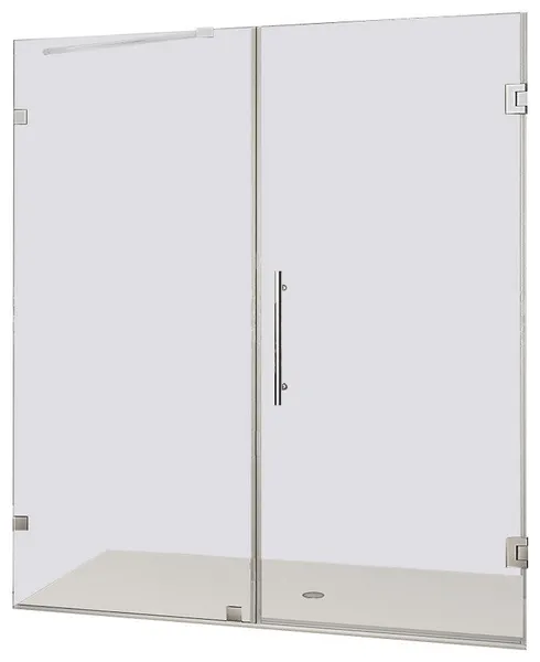 Aston Nautis Completely Frameless Hinged Shower Door, Chrome, 76"x72"