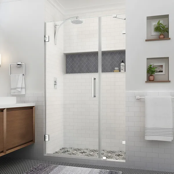 Aston Nautis XL 46.25 47.25"W x 80"H Frameless Shower Door, Polished Chrome
