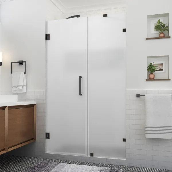 Aston Nautis XL 49.25-50.25"W x 80"H Frameless Shower Door, ORB, Frosted
