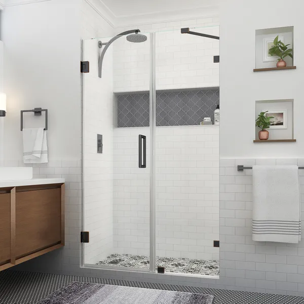 Aston Nautis XL 51.25 52.25"W x 80"H Frameless Shower Door, Oil Rubbed Bronze