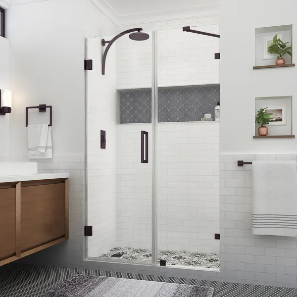 Aston Nautis XL 52.25 53.25"W x 80"H Frameless Shower Door, New Bronze