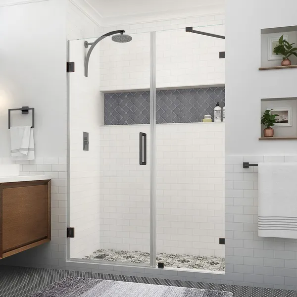 Aston Nautis XL 54.25 55.25"W x 80"H Frameless Shower Door, Oil Rubbed Bronze