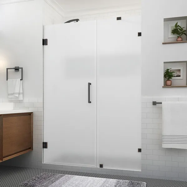 Aston Nautis XL 54.25-55.25"W x 80"H Frameless Shower Door, ORB, Frosted