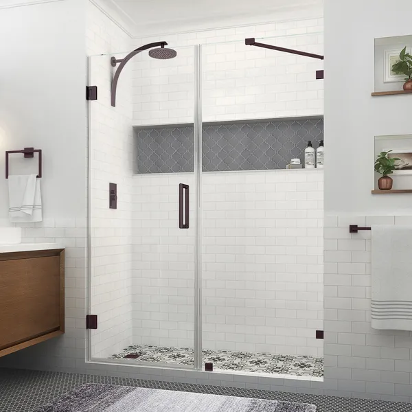 Aston Nautis XL 59.25 60.25"W x 80"H Frameless Shower Door, New Bronze