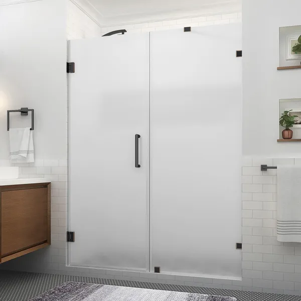Aston Nautis XL 61.25-62.25"W x 80"H Frameless Shower Door, ORB, Frosted
