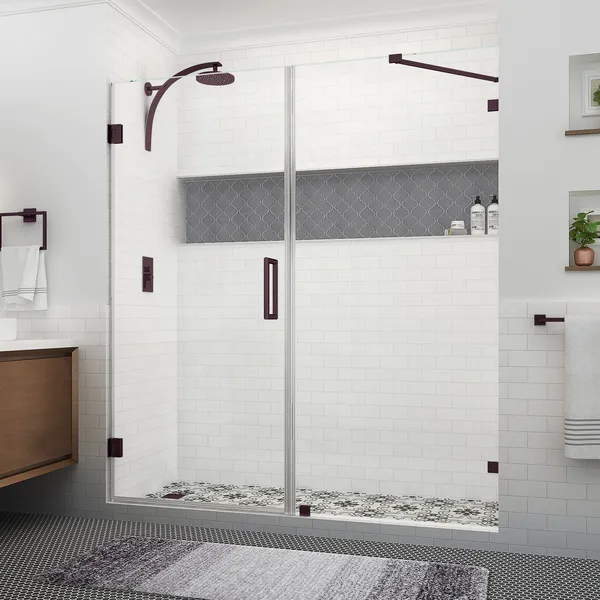 Aston Nautis XL 69.25 70.25"W x 80"H Frameless Shower Door, New Bronze
