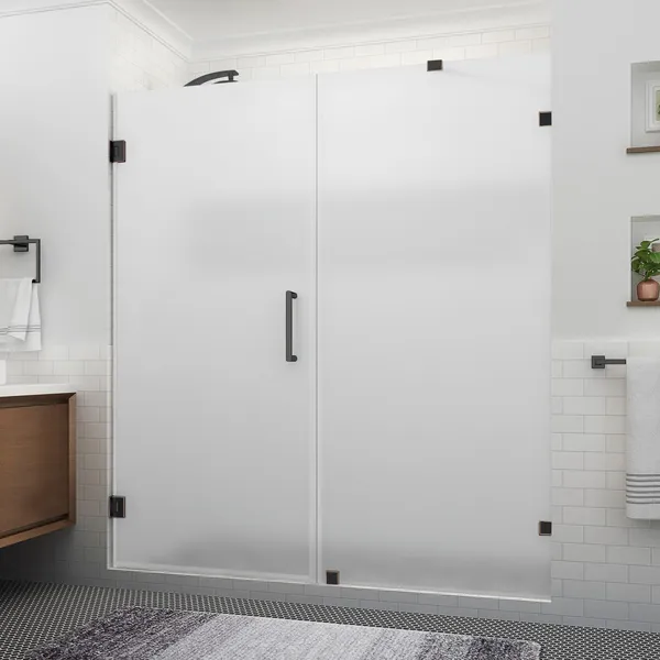 Aston Nautis XL 73.25-74.25"W x 80"H Frameless Shower Door, ORB, Frosted