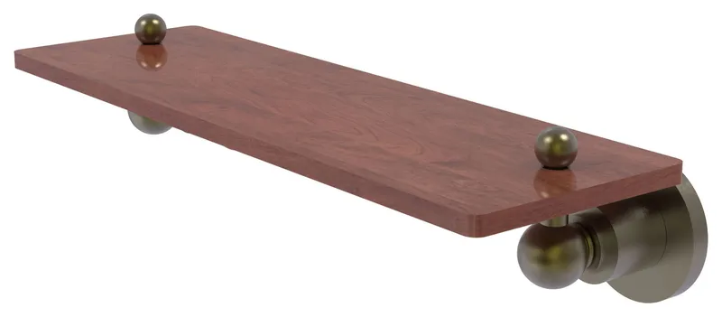 Astor Place 16" Solid Wood Shelf, Antique Brass