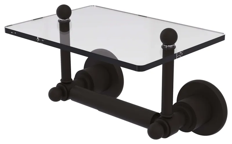 Astor Place Two Post Toilet Tissue Holder with Glass Shelf, Oil Rubbed Bronze