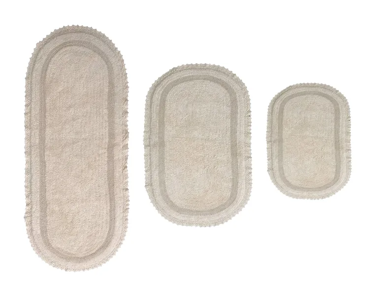 Auburn Bath Rug, 3 Piece Set 17"x24", 21"x34", 21"x54", Ivory