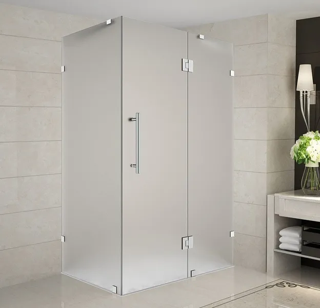 Avalux 32"x36"x72" Completely Frameless Shower Enclosure Frosted Stainless Steel