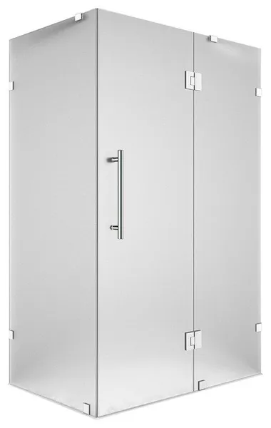 Avalux 34"x30"x72" Completely Frameless Shower Enclosure, Frosted Glass, Chrome