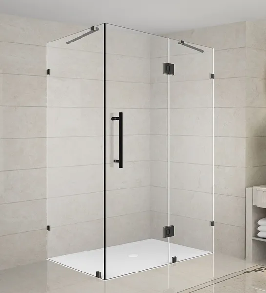 Avalux 37"x30"x72" Completely Frameless Shower Enclosure, Oil Rubbed Bronze