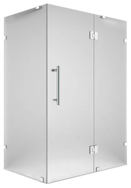 Avalux 39"x34"x72" Completely Frameless Shower Enclosure, Frosted Glass, Chrome