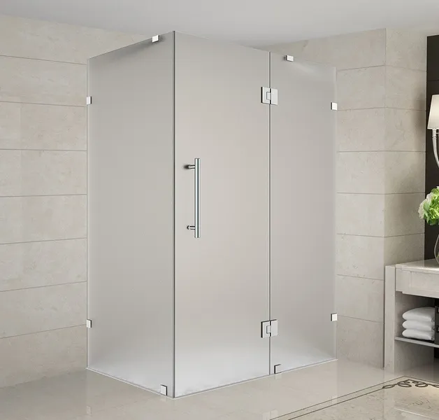 Avalux 39"x36"x72" Completely Frameless Shower Enclosure Frosted Stainless Steel