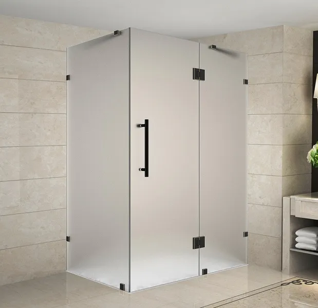 Avalux 40"x32"x72" Completely Frameless Shower Enclosure, Frosted Oil Rub Bronze