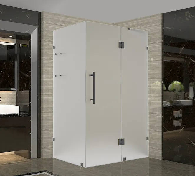 Avalux GS 33"x36"x72" Completely Frameless Shower Enclosure+Shelves Frosted, ORB