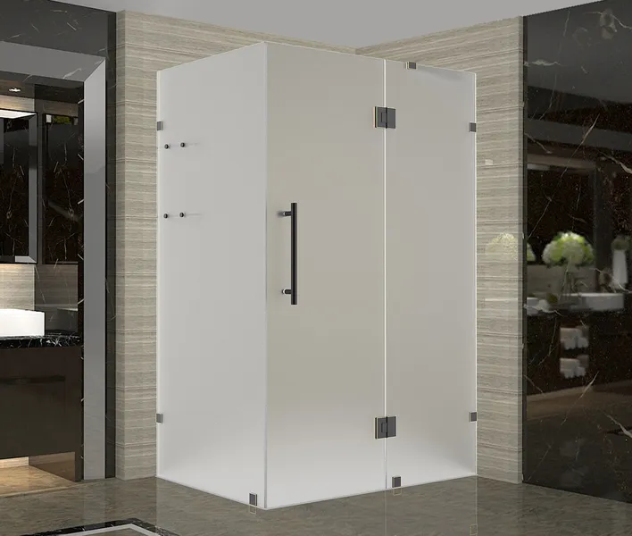 Avalux GS 37"x36"x72" Completely Frameless Shower Enclosure+Shelves Frosted, ORB
