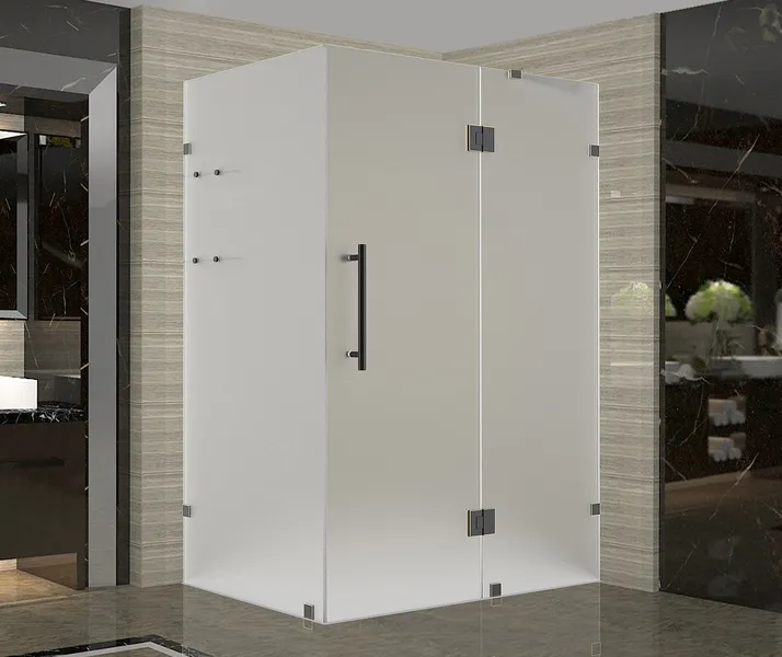 Avalux GS 40"x30"x72" Completely Frameless Shower Enclosure+Shelves Frosted, ORB