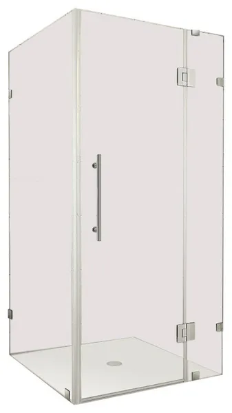 AvaluxGS Frameless Shower Enclosure With Glass Shelves, Stainless, 33"x34"x72"