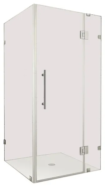 AvaluxGS Frameless Shower Enclosure With Glass Shelves, Stainless, 39"x34"x72"