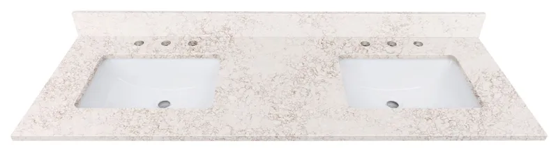 Avanity QUT61-RS 61" Quartz Vanity Top - White / Copper