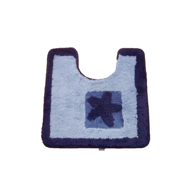 Azure Blue Seashell Kids Non Slip Washable Pedestal Bath Rug, Beach
