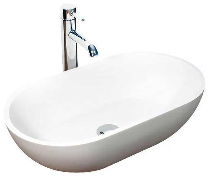 Badeloft Stone Resin Countertop Sink, Matte White