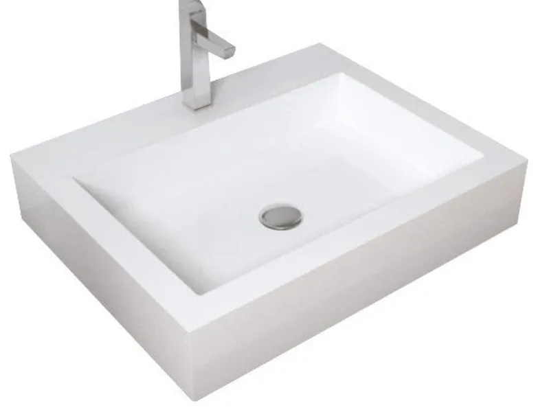 Badeloft Stone Resin Countertop Sink, Matte White, Medium