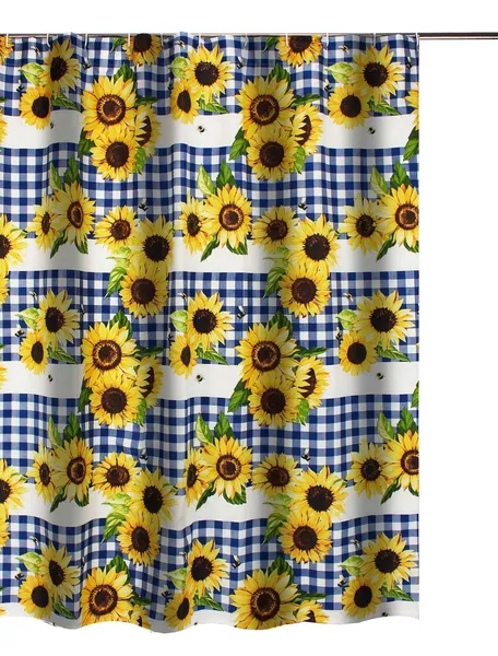 Barefoot Bungalow Sunflower Bath Shower Curtain, Gold 72x72