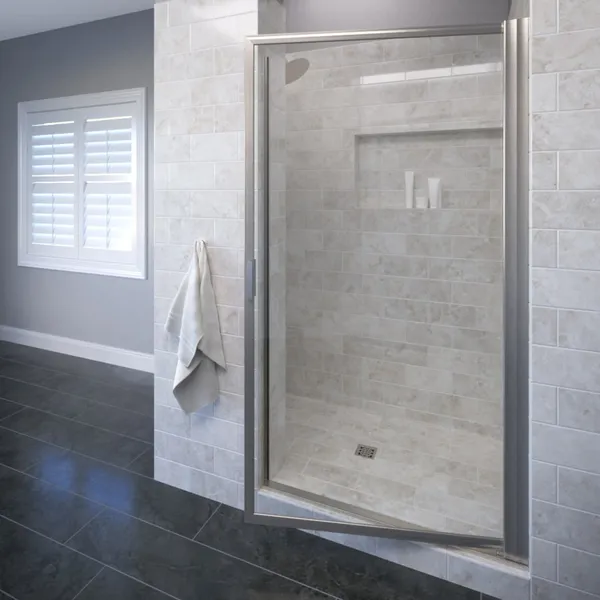 Basco A001-8CL Sopora 63-1/2"H x 32-7/8"W Hinged Framed Shower - Brushed Nickel