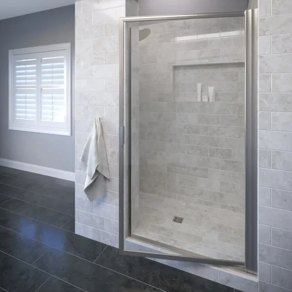 Basco A001-9CL Sopora 63-1/2"H x 34-7/8"W Hinged Framed Shower - Brushed Nickel