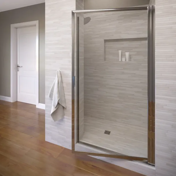 Basco A002-5CL Sopora 67"H x 29-1/2"W Hinged Framed Shower Door - Silver